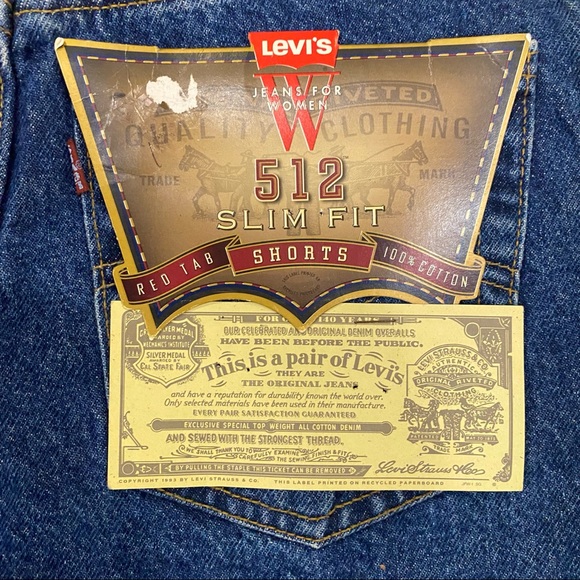 Vintage Levi’s 512 Red Tab high waisted denim shorts,  original tags attached - Picture 2 of 13